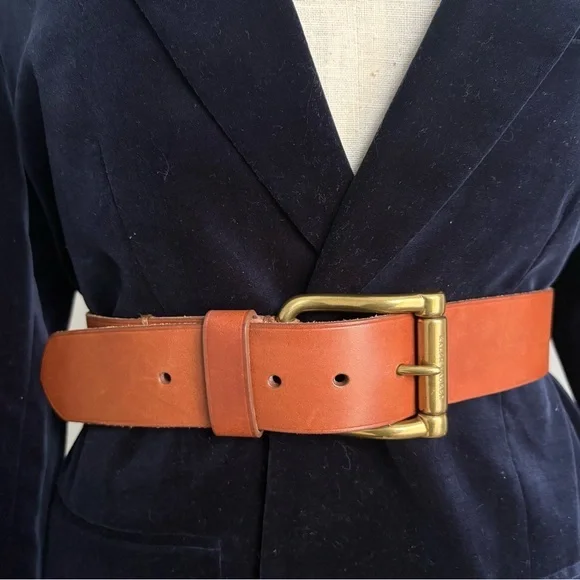 Ralph Lauren Brown, leather belt with brass buckle size medium. - Picture 1 of 13